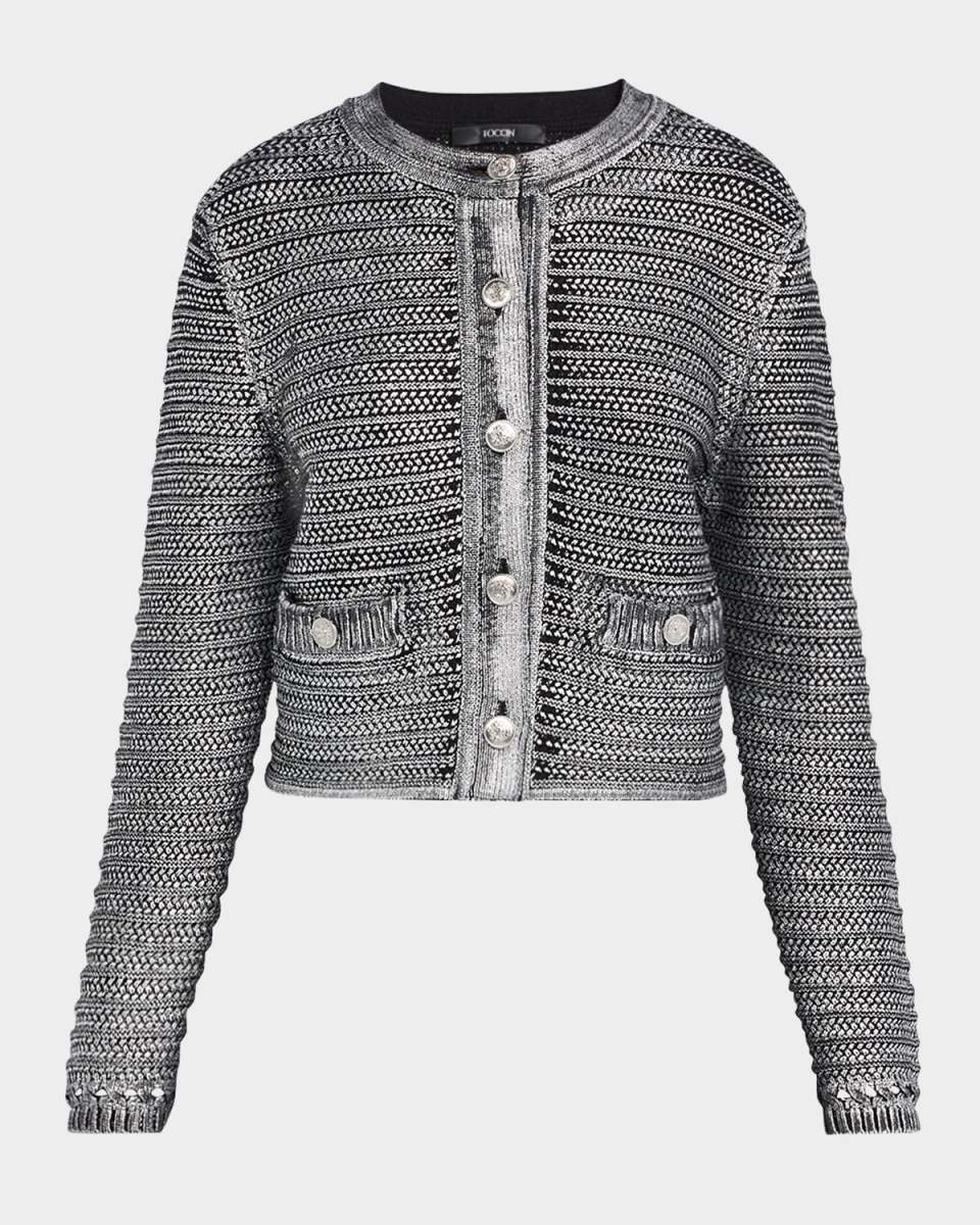 Cecilia Textured Cotton Metallic Knit Jacket